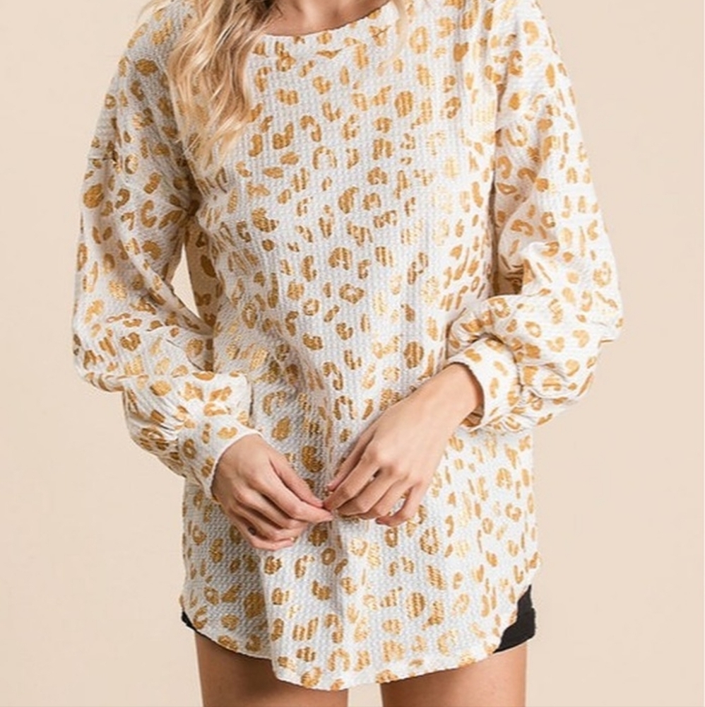 BiBi Metallic Leopard Print Thermal Top